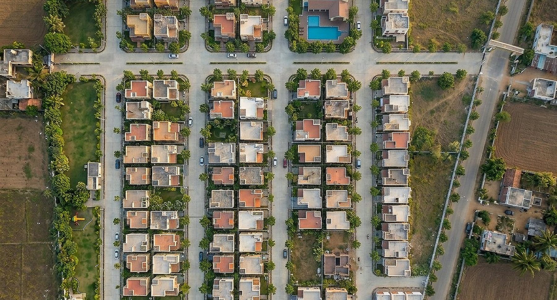 Aerial view of Vivanta Green Meadows once the plots are built out